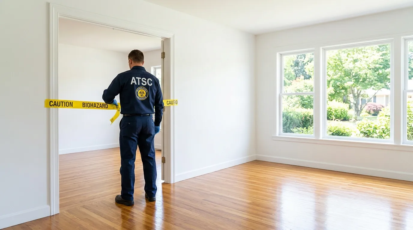 Certified biohazard cleanup crew performing Trauma Scene Cleanup in Visalia